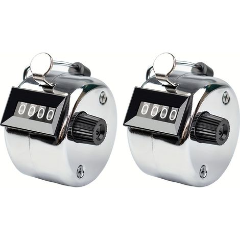 Lot de 2 compteurs manuels en acier inoxydable à 4 chiffres – Fonctionnement par bouton-poussoir – Compte de 0 à 9999 (1/5)