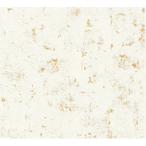 Empapelado aspecto piedra azulejos Profhome 230775 papel pintado no tejido ligeramente texturado con textura perceptible mate blanco oro 5,33 m2
