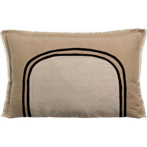 VIVARAISE - Coussin décoratif Laly bicolore galet (lin-coton) - 40 x 65 cm (1/5)