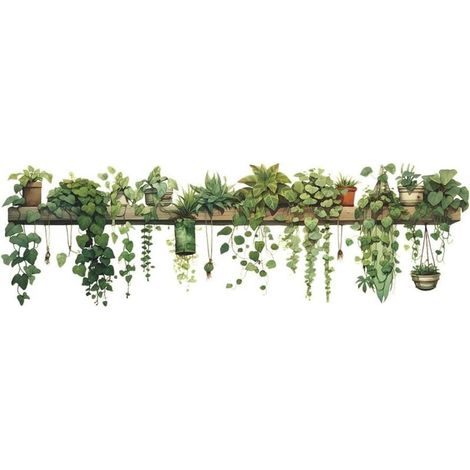 Plantes Vertes Frottent les Transferts Sticker Mural Plante Tropicale Plante en Pot Autocollant Tropicale pour Salon Cuisine Pépinière Chambre Art Bricolage Decoration Murale Stickers Muraux (1/5)
