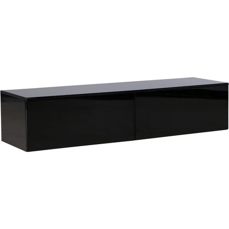 Meuble TV 2 Tiroirs "Fristad" 160cm Noir (1/5)