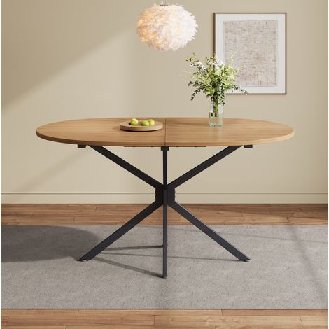 Tavolo da pranzo ovale in MDF naturale 120x80x75,5 cm per 4-6 persone (1/5)