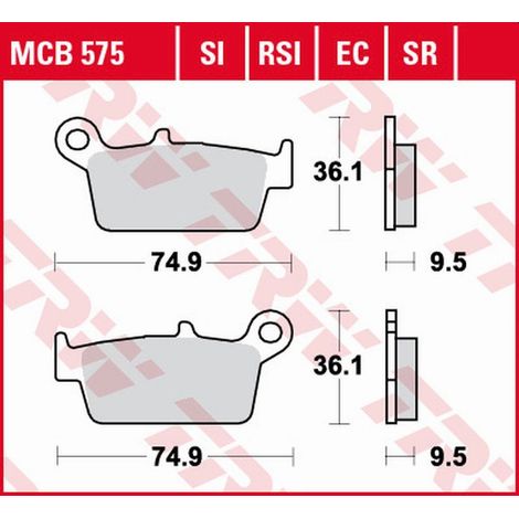 TRW ZF Bremsbeläge KH131 Organic Eco für Honda CR 125R/250R/500R (87-01), XR 400R (96-03), XR 600/650L/R (93-07), Kawasaki KX 125/250/500 (95-08), Suzuki RM 125/250 (96-12), DRZ 400E/S/SM (00-08), Yam
