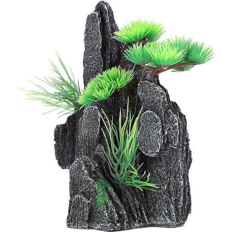 Ornement en pierre avec vue sur la montagne pour aquarium, décoration pour aquarium avec petites plantes (1/3)
