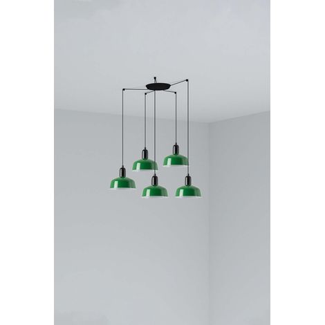 Faro Tatawin Kleine Cluster-Pendelleuchte, Schwarz, Grün glänzend, 5 x E27