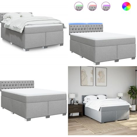 vidaXL Boxspringbett mit Matratze Hellgrau 140x200 cm Stoff (1/5)
