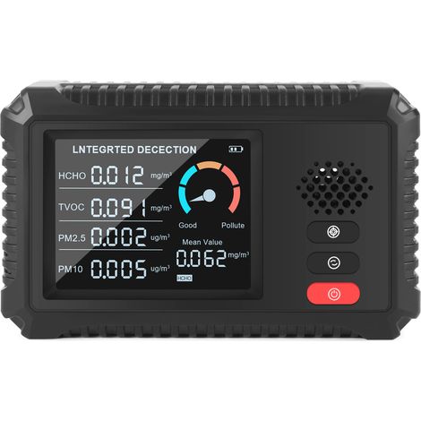 Luftqualitätsmonitor, Formaldehyd-Detektor, TVOC- und PM2,5/PM10-Tester, multifunktionales Luftgasmessgerät, Echtzeit-Datenüberwachung, intelligente Echtzeit-Erkennung für Zuhause und Büro (1/5)