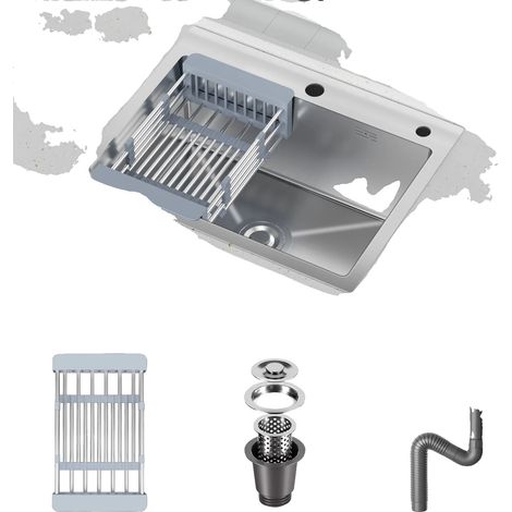 Lavabo, Acier Inoxydable, Installation Facile, 6845cm (1/2)