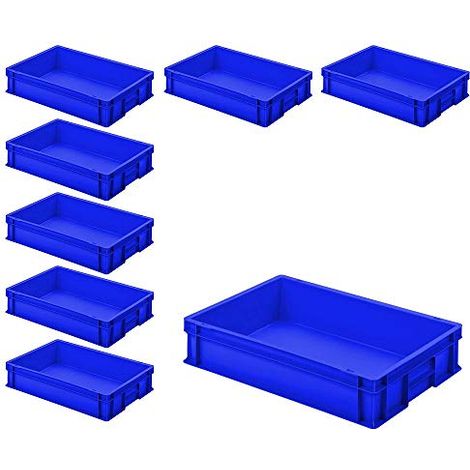 BRB 8 bacs Euro avec 2 poignées, 600 x 400 x 120 mm, bleu
