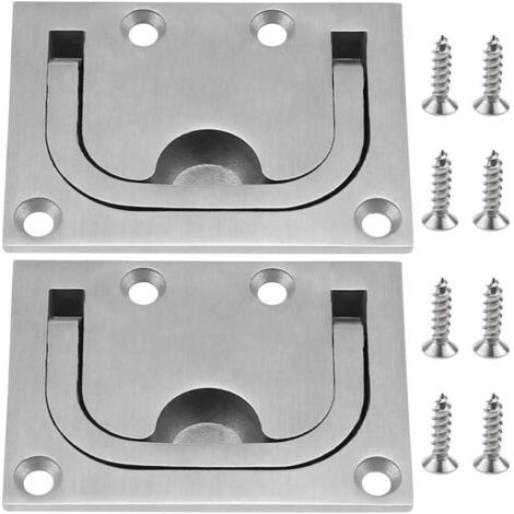 Houhence – Poignée de trappe affleurante en acier inoxydable 316 – Lot de 2 avec vis – Dimensions 76 x 57 mm – Pour meubles et bateaux (1/5)
