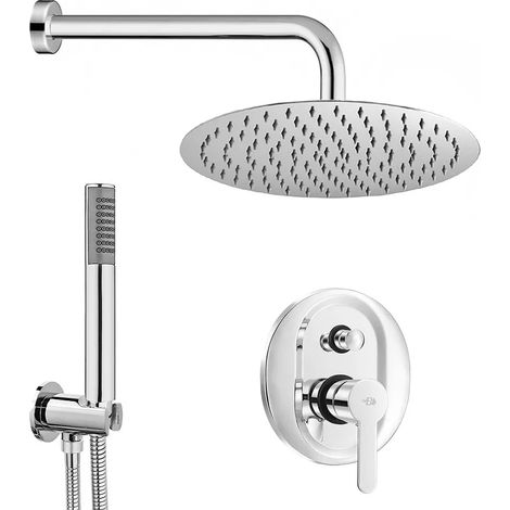 Set doccia tondo completo cromato Iole con soffione 20 cm e kit doccia (1/5)