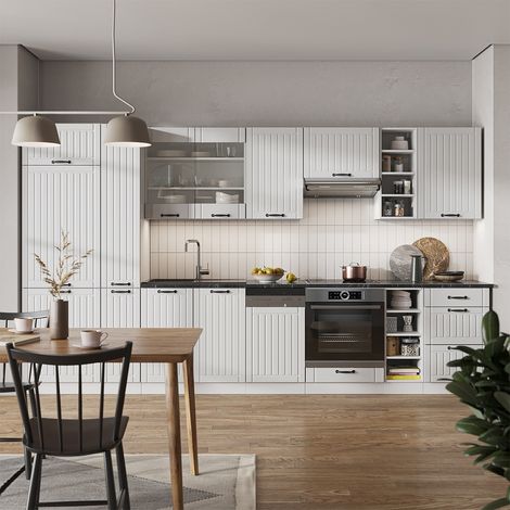 Cuisine Fame-Line, Blanc campagne/blanc, 355 cm , PT Chêne, Vicco