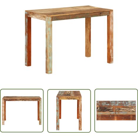 The Living Store Table de salle à manger 110x55x76cm Bois massif de récupération - Table À Manger - Table Bois - Meuble Rustique - Table Vintage - Table Design (1/5)