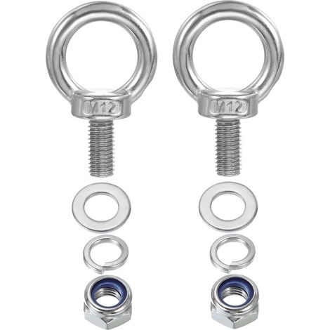 2 Pièces Boulon À Œil M12 x 25mm Avec Écrou Pour suspendu Argent (1/5)