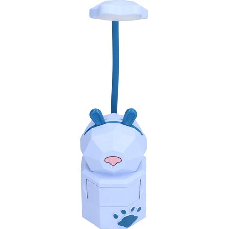 LED-Schreibtischlampe, Cartoon-Schreibtischleuchte, USB-Ladefunktion, warmweißes Licht, einfache Bedienung, Leselampe für Studentenwohnheime, Blau (1/5)
