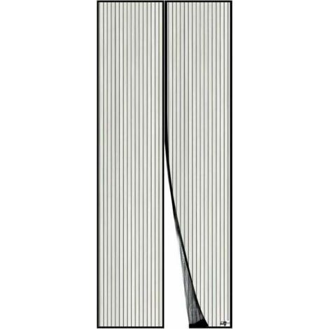PA Moustiquaire Porte Magnétique Rideau Maille Fermeture Automatique Joint Étanche 120x220cm Noir (1/4)