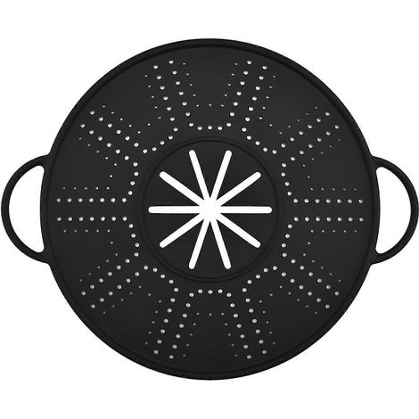 Couvercle anti-débordement en silicone résistant à la chaleur, protégeant les casseroles des éclaboussures et des projections de graisse pour une cuisson en toute sécurité (noir). (1/5)