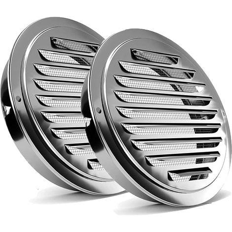 2 pièces grille aeration 150mm,Grille de ventilation ronde en acier inoxydable avec moustiquaire,pour garage, cuisine, salle de bain (1/5)