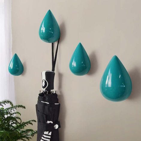 Ensemble créatif de 4 patères en forme de larme, design moderne-rustique (1/5)