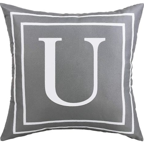 Housse de coussin grise avec lettre U, housse de coussin carrée moderne, décoration pour canapé, lit, fauteuil, voiture, 45,7 x 45,7 cm (1/5)