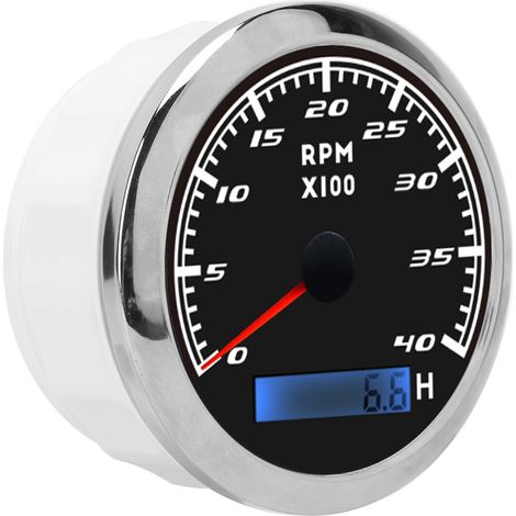 Tachymètre à aiguille de 85 mm pour bateau, rétroéclairage rouge, acier inoxydable IP67, universel pour voiture et camion, noir (1/5)