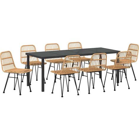 Maison Exclusive - Set da Pranzo per Giardino 9 pcs Marrone