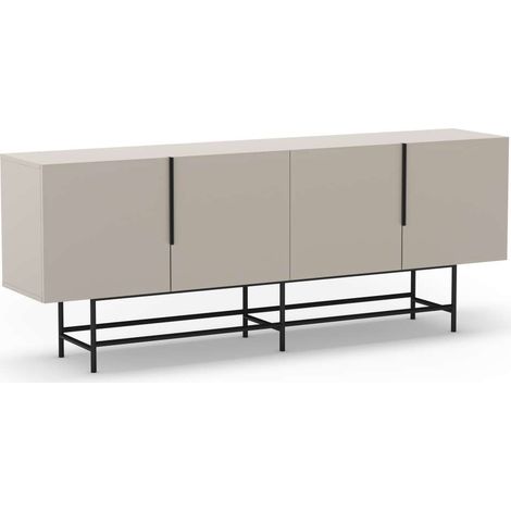 Aparador 4 puertas Elena acabado crema/negro, 77.5cm(alto) 200cm(ancho) 40cm(largo) (1/4)