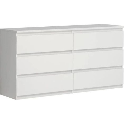 Vente-unique CHELSEA Kommode Weiß Matt 6 Schubladen