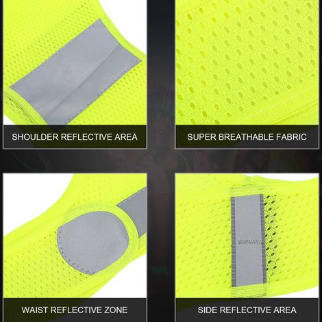 Gilet de sécurité réfléchissant haute visibilité ajustable pour course de nuit et cyclisme, taille L