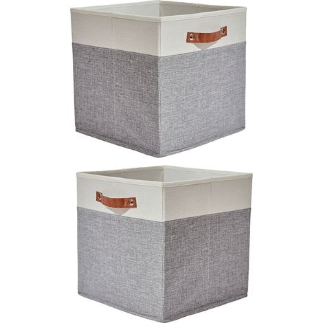 Bacs de rangement cubes, bacs de rangement en tissu, bacs de rangement pour armoire à linge pliable avec poignées, 28L, paquet de 2 (1/5)