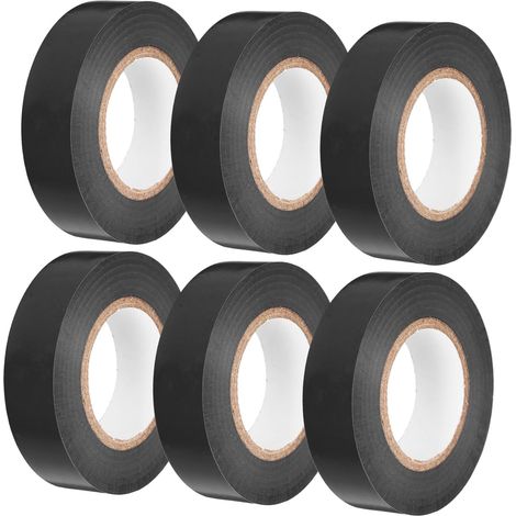 Lot de 6 rouleaux ruban isolant électrique en PVC noir résistant à la (1/5)