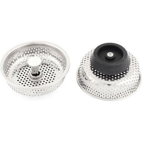 Edelstahl Becken Garbage Abfälle Stopper Filter-sieb 85mm Dia 2silber Ton de (1/2)