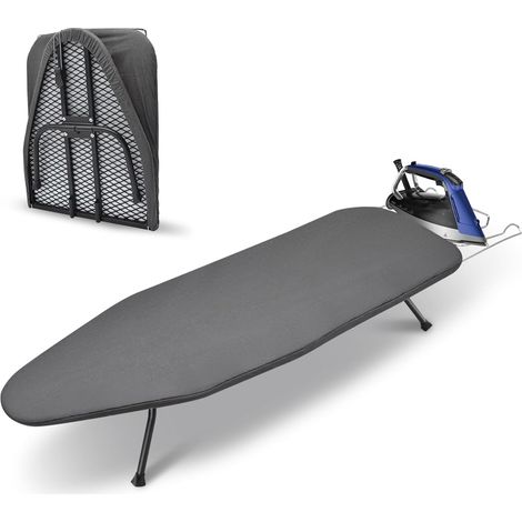 Table a Repasser Pliable avec Repose-Fer, Planche a Repasser avec Pieds Antidérapants, Ironing Board pour la Maison, la Buanderie, Les Dortoirs, Les Voyages, Peu Encombrante, légère, Gris (1/5)