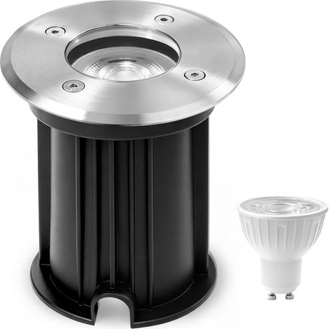 Spots Encastrable Extérieur, IP67, avec Ampoule GU10 LED, Lot 4 6W 230V, étanche, 2700K Blanc Chaud , Carrossable en Acier Inoxydable, pour Pelouse, Allée, Terrasse, Jardin (1/5)