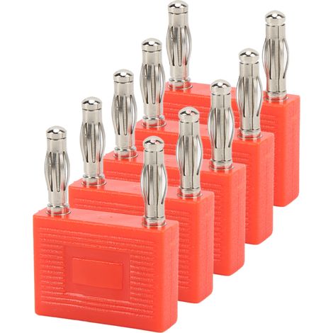 5PCS Connecteurs Banane Double Rangée en Cuivre Nickelé, Fiche Double 2 Voies pour Câbles Enceintes (1/5)