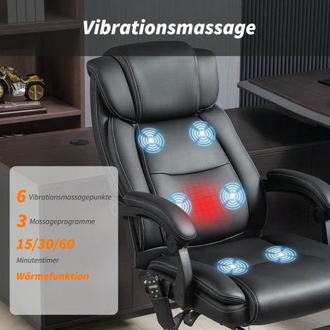 Fauteuil de bureau ergonomique avec massage et repose-pieds, cuir synthétique noir, chaise de travail assis-debout (1/5)