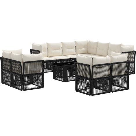 Conjunto de sofás de jardín 12 uds. Negro ratán sintético vidaXL (1/5)