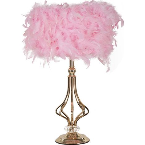 Lampe à Poser Imitation Plume "Tarty" 54cm Or & Rose