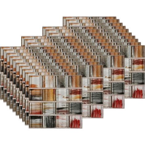 40 Pièces Stickers de carrelage mural, autocollant étanche et auto-adhésif, pour la décoration intérieure,10x10cm (1/5)