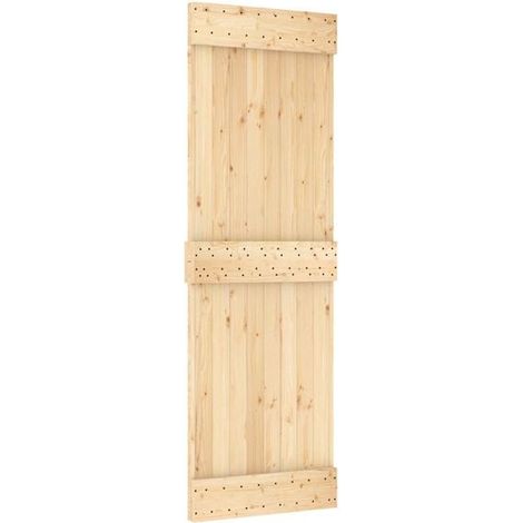 Porte coulissante NARVIK, naturelle et noire, 70 x 210 cm (213,5 cm)