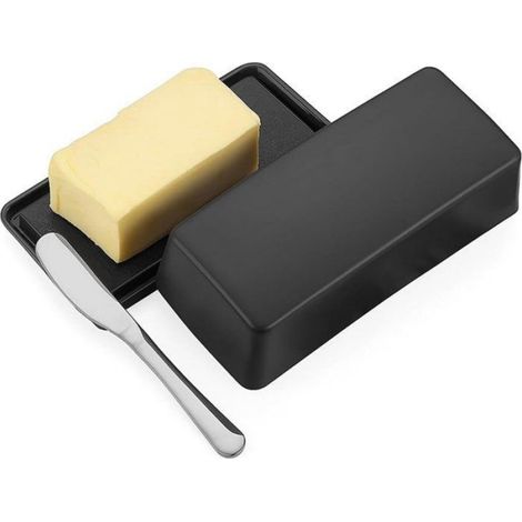 Boîte à fromage avec couteau à fromage en acier inoxydable - beurrier - beurrier avec couvercle - Beurrier avec couvercle - (1/5)
