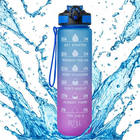 1-Liter-Wasserflasche mit Strohhalm – Motivations-Sportflasche für Fitnessstudios