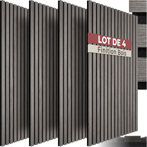 Lot de 4 panneaux acoustiques aspect bois 110 x 50 1,8 cm