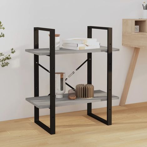 Bibliothèque, Étagère de Rangement, Meuble pour Dossier, Armoire de Rangement 2 niveaux Sonoma gris 60x30x70cm Bois d'ingénierie AXZ49001 (1/5)