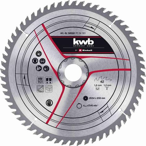 KWB Lame pour scie sur table diamètre 254 mm, 40 dents