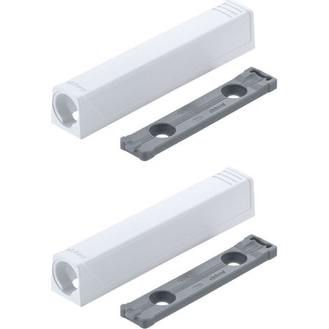 2x Adaptateur support droit à visser Blum 956A1201 79x14mm pour push to open loqueteau de porte Tip-on Charnière Meuble Cuisine Butée Fermeture Piston, blanc (1/4)