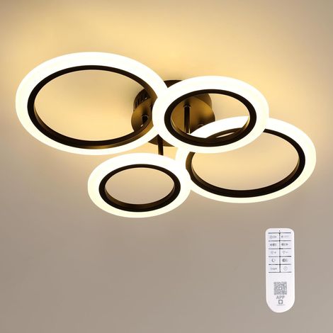 Circular Acrylic Ceiling Light Sandblasted Black 4-Spot Ø57cm 32W Dimmable Tunable White 3000K-6500K (1/5)