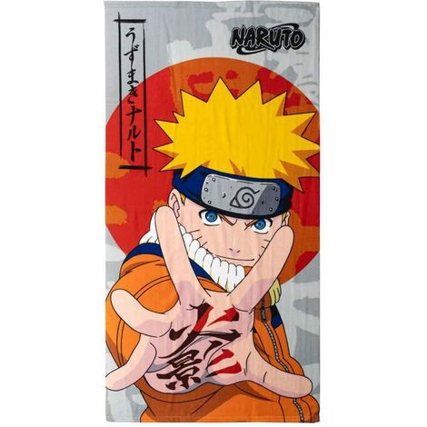 Serviette - Educa Borras - Naruto Shippuden - Mikrofaser - Orange/Grau - Maschinenwaschbar