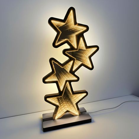 Tischleuchte Sterne 41 cm mit Infinity Effekt Beleuchtung - 117 LED - 3D Weihnachts Dekofigur beidseitig beleuchtet