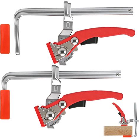 2 Pièces Acier Serre Joint Menuisier, Serre Joint Rail de Guidage avec Poignée à Levier, Plage de Serrage 160 mm, Profondeur de Gorge 60 mm, Pince de Blocage Rapide pour Découpe (1/5)